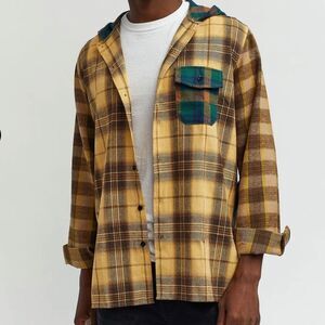 Reason‎ Brand Hooded Red And Blue Checkered Flannel Shirt L NWT in packaging